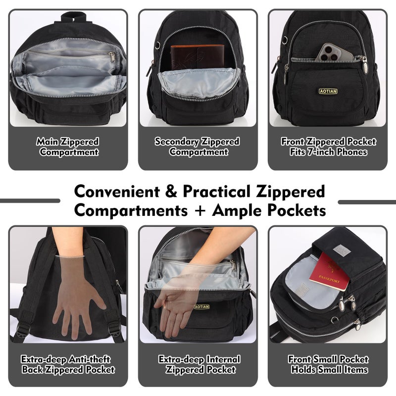 AOTIAN Mini Nylon Women Backpacks Casual Lightweight Small Daypack for Girls - Image 4